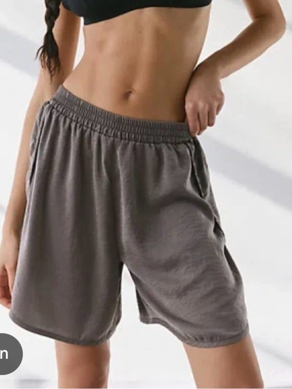 BDG AURA SATIN BAGGY LONGLINE SHORT IN GREY, WOMEN'S AT URBAN OUTFITTERS NWOT